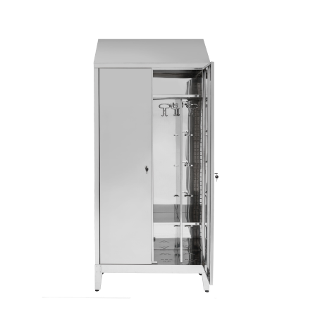 Armadio Spogliatoio in Acciaio Inox AISI 430 con Divisorio Sporco/Pulito - 2 vani - Dim. 95x40x215H cm.