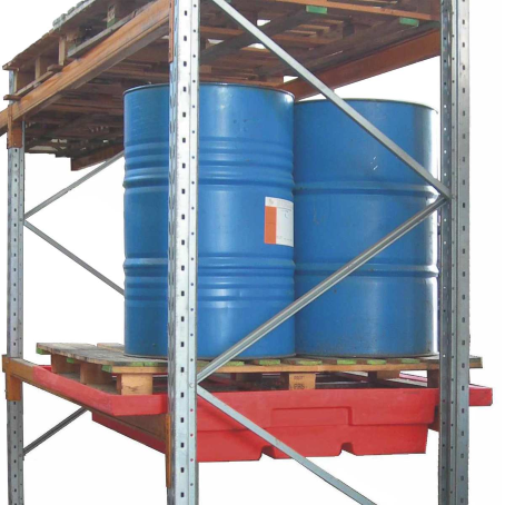 Vasca di contenimento per stoccaggio fusti su scaffalature  / Fusti da 200 litri  / cm. L.130xP.120xH.20