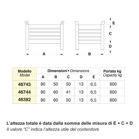 cesti in metallo per magazzino su piedi  cm. 80x60x70