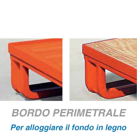 Pedana in metallo con piano in legno su 2 slitte - Dim. 100x80x17 - Portata: 1500 kg.