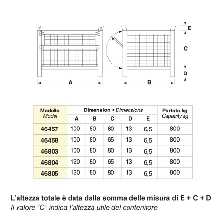Contenitore in rete anta apribile - Dim.100x80x80 (800 KG)