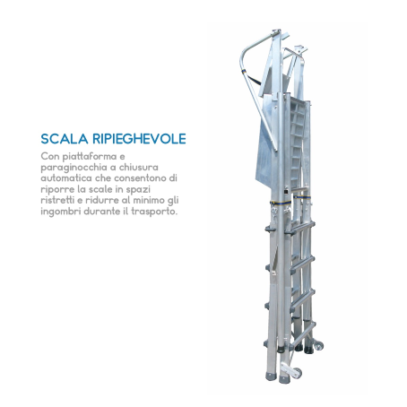 Scala professionale a palchetto con certificazione ANTI-RIBALTAMENTO - 7 gradini