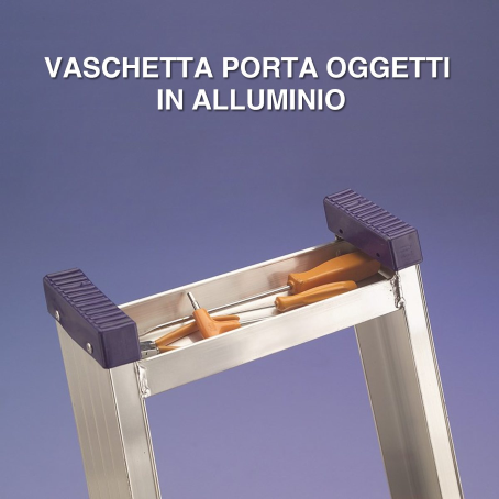 Scala professionale conica con striscia di appoggio in neoprene - 8 gradini