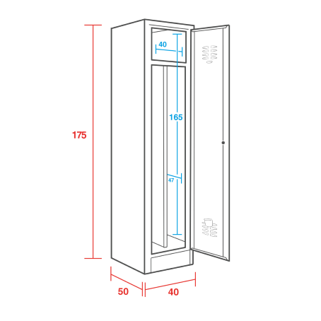 Armadio spogliatoio S/P su zoccolo 1 vano - cm. 40X50x175H