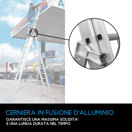 Scala professionale multiuso in 3 tronchi - 18 gradini