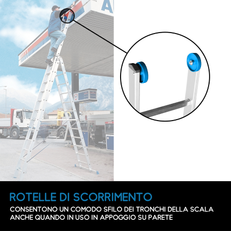 Scala professionale multiuso in 3 tronchi - 18 gradini