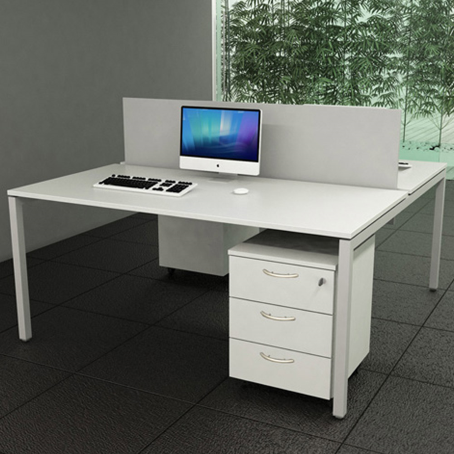 Tavolo Ufficio Bench VIRGO / senza divisorio / BIANCO cm. L.140xP.165xH.70