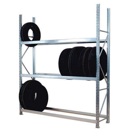 Scaffale portagomme per 36 pneumatici / cm. L.220xP.50xH.255