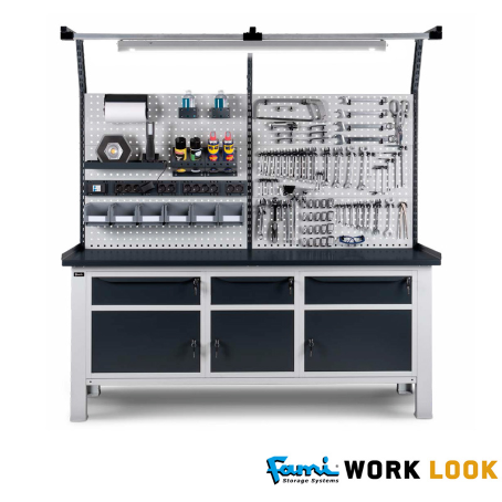Supporti con binario per banco lavoro Grigio Ral 7016 / cm. L.100.P.70.H.30 – IDEAONE05147
