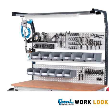 Kit 1 Pannello forato / mensola con 1 bordo fermacasse / cm. L.95xP.3xH.45 – IDEAONE