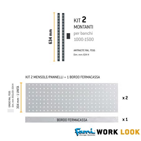 Parete attrezzata per banchi lavoro / cm. L.100xH.60 - WORKLOOK1001