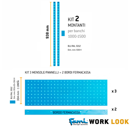 Parete attrezzata per banchi lavoro / cm. L.100xH.95 – WORKLOOK1004