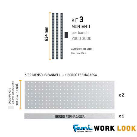 Parete attrezzata per banchi lavoro / cm. L.200xH.60 - WORKLOOK2001