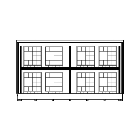 Shelter con vasca e scaffali - Capienza 8 cisternette / cm. L.598xP.168xH.348