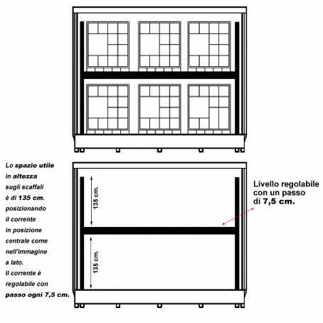 Container con vasca di raccolta e scaffalature per 6 cisternette da 1000 LT, realizzato con pannelli certificati EI / REI120