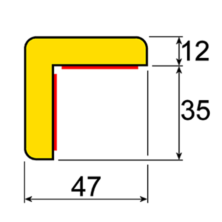 Paraspigoli angolare tipo H  mm 60x60 - 1 mt Giallo/Nero