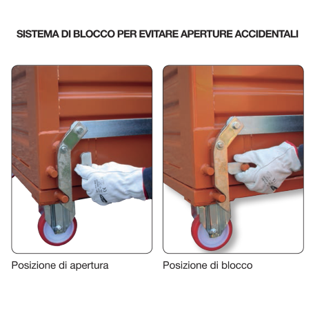 Contenitore a fondo apribile - 4 Ruote cm.120x100xH114 / 1350Kg - Fondello Unico