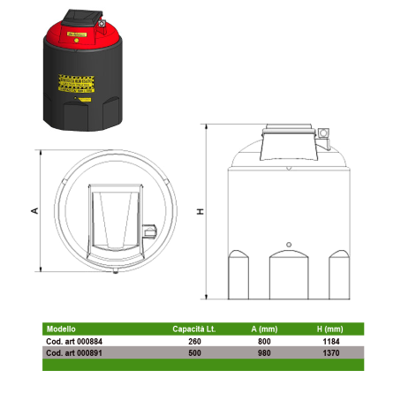 Contenitore olio esausto a doppia camera / 500 LT / Dielettrico