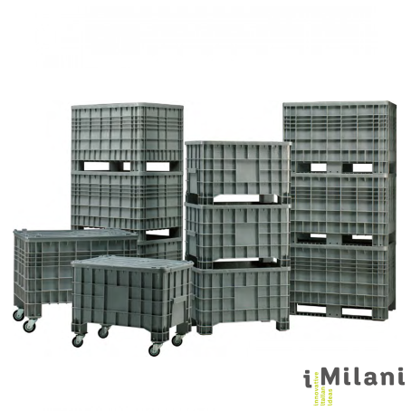 Contenitore cassapallet plastica con ruote / cm.100x64x80H 