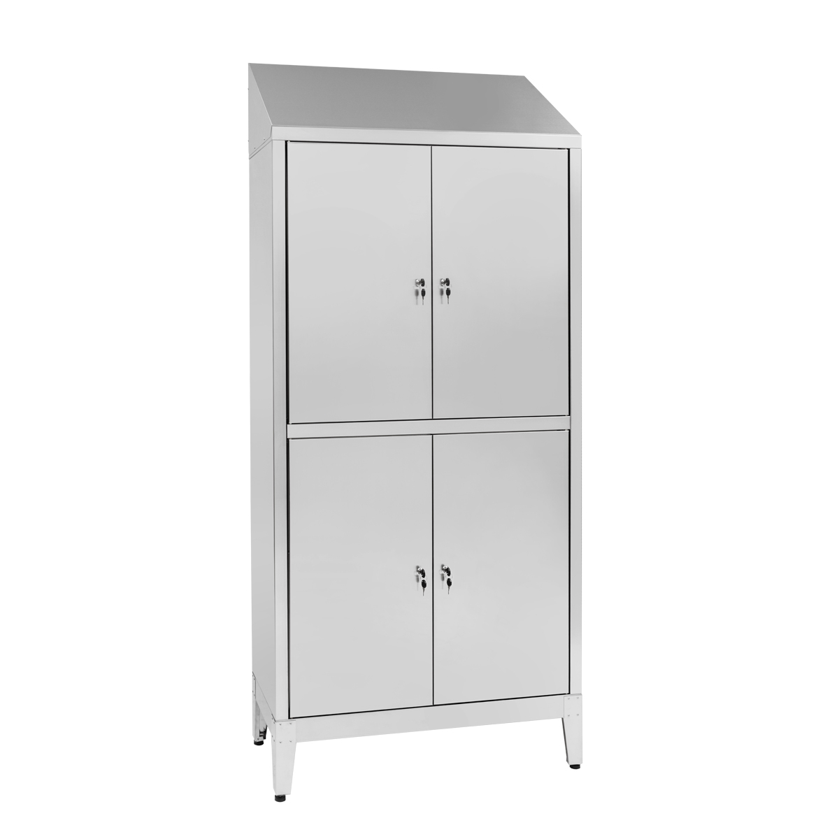 Armadio in Acciaio Inox AISI 304  con Tramezza Sporco/Pulito - 4 Posti - Dim. 95x50x215H cm.