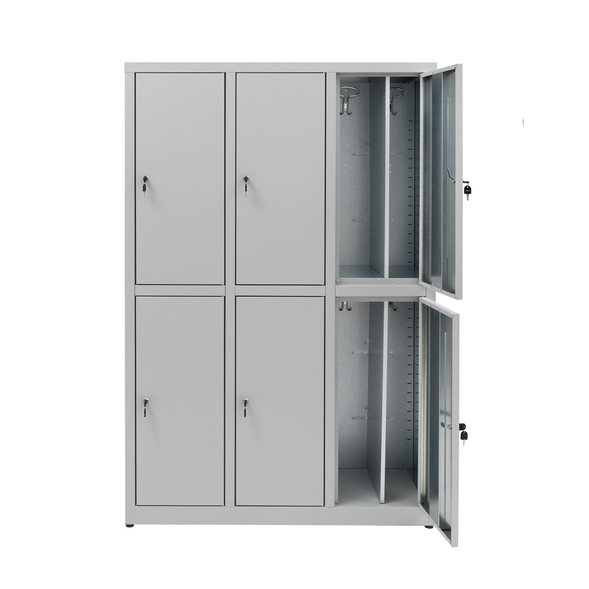 Armadio Spogliatoio Sporco/Pulito Zincoplastificato - 6 vani - Dim. 120x50x180H cm. Grigio