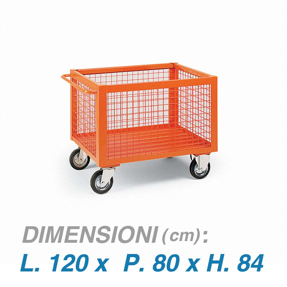 Contenitore in rete metallica con ruote cm. 120x80x60h (800 Kg)