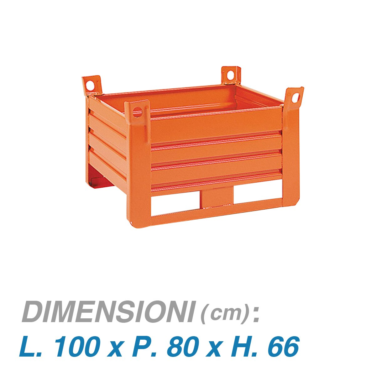 Contenitore metallico su slitte lato lungo - Dim.100x80x66 (1500 KG)