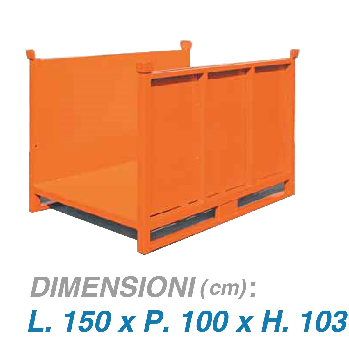 Pallet porta stoffe su slitta lato lungo - Dim. 150x100x103 - Portata: 1000 kg.
