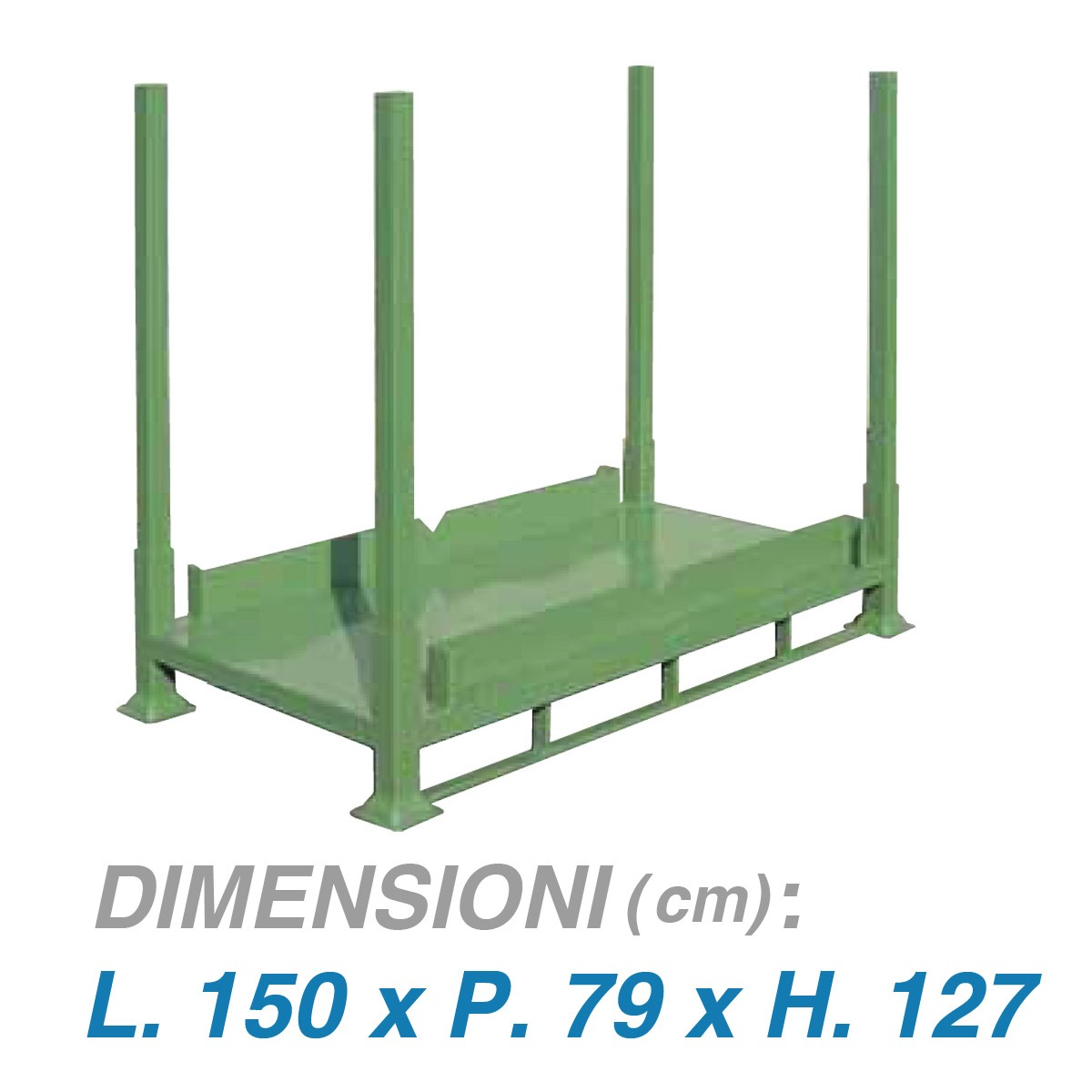 Pallet con montanti sfilabili su slitta - Dim. 150x79x110 - Portata: 1000 kg.
