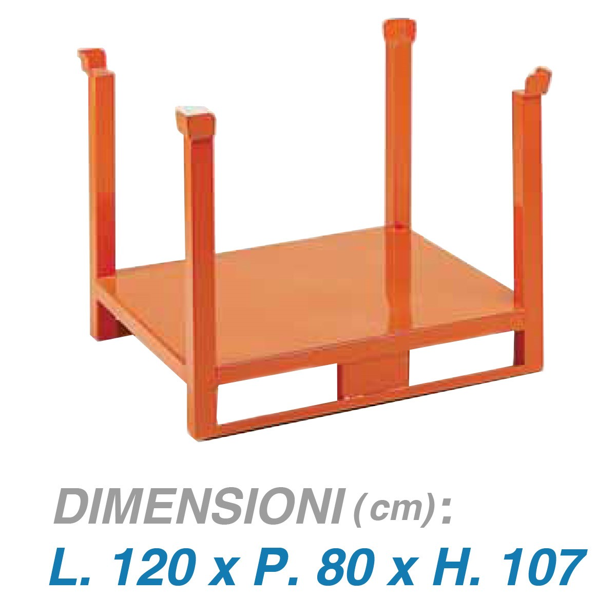 Pallet a montanti liberi su slitta - Dim. 120x80x107 - Portata: 1500 kg.
