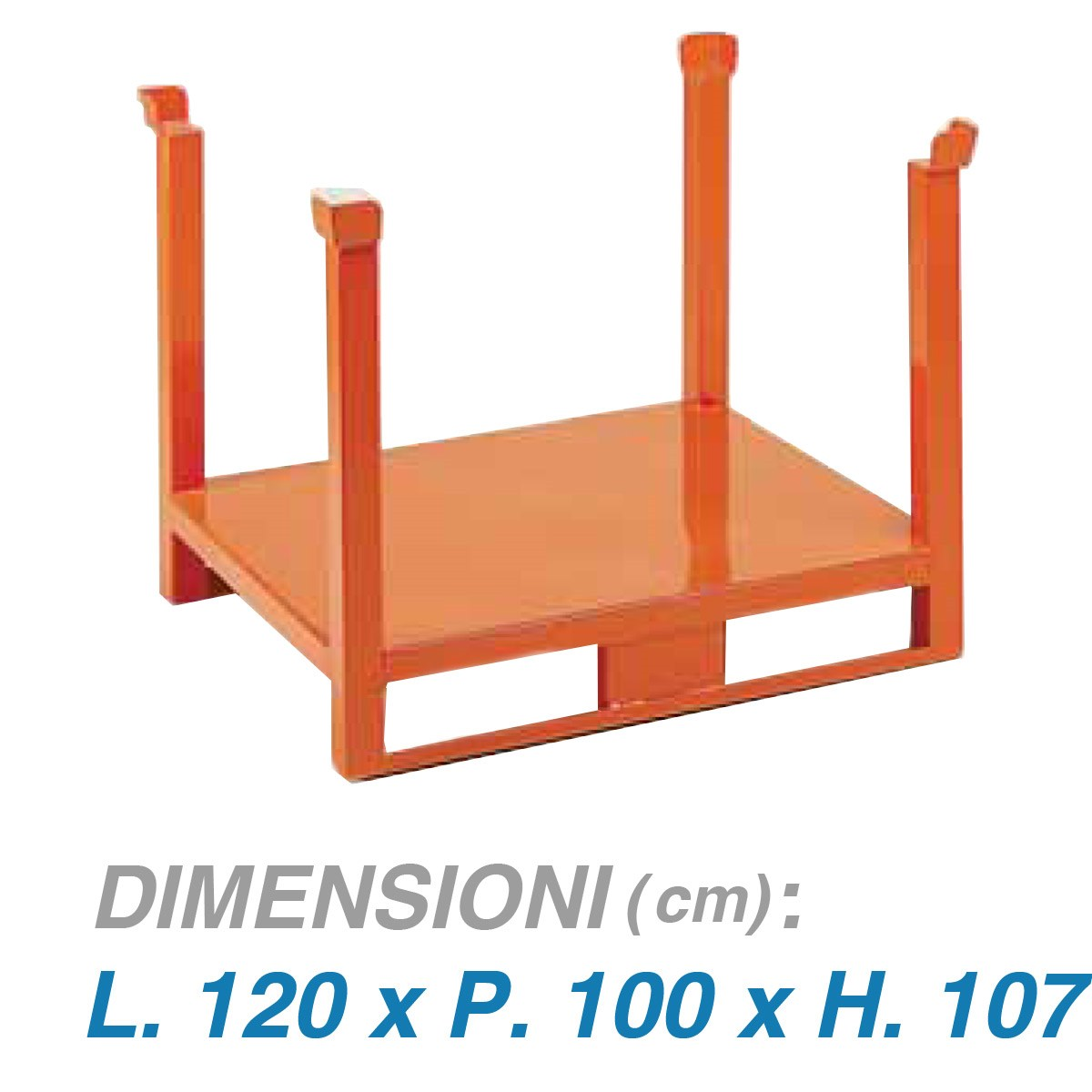 Pallet a montanti liberi su slitta - Dim. 120x100x107 - Portata: 1500 kg.