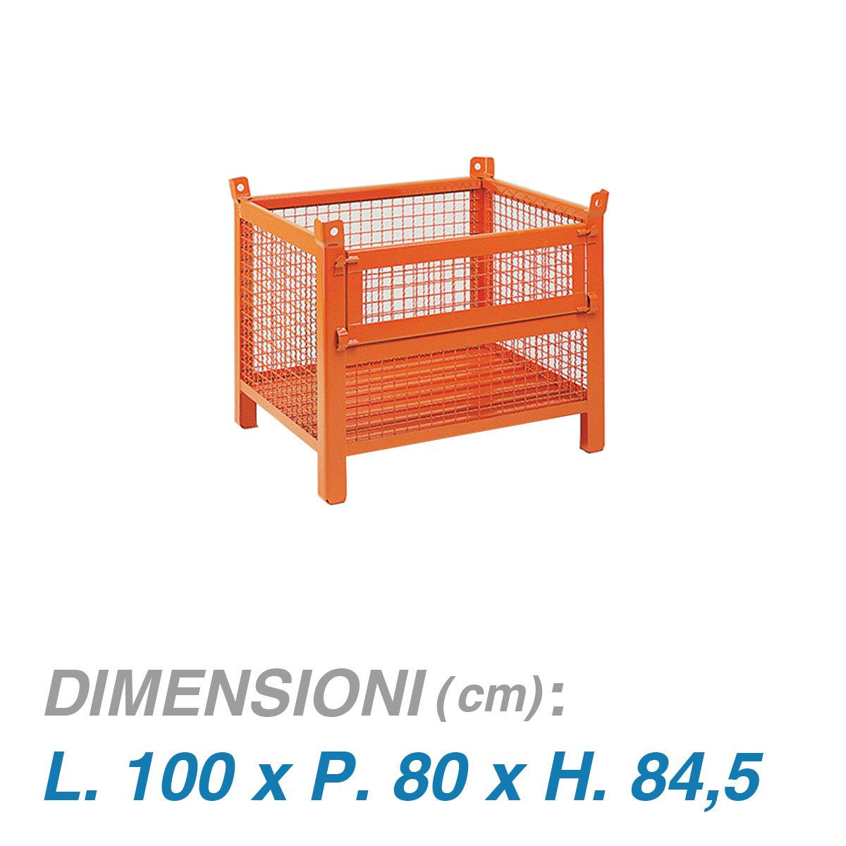 Contenitore in rete anta apribile - Dim.100x80x85 (800 KG)