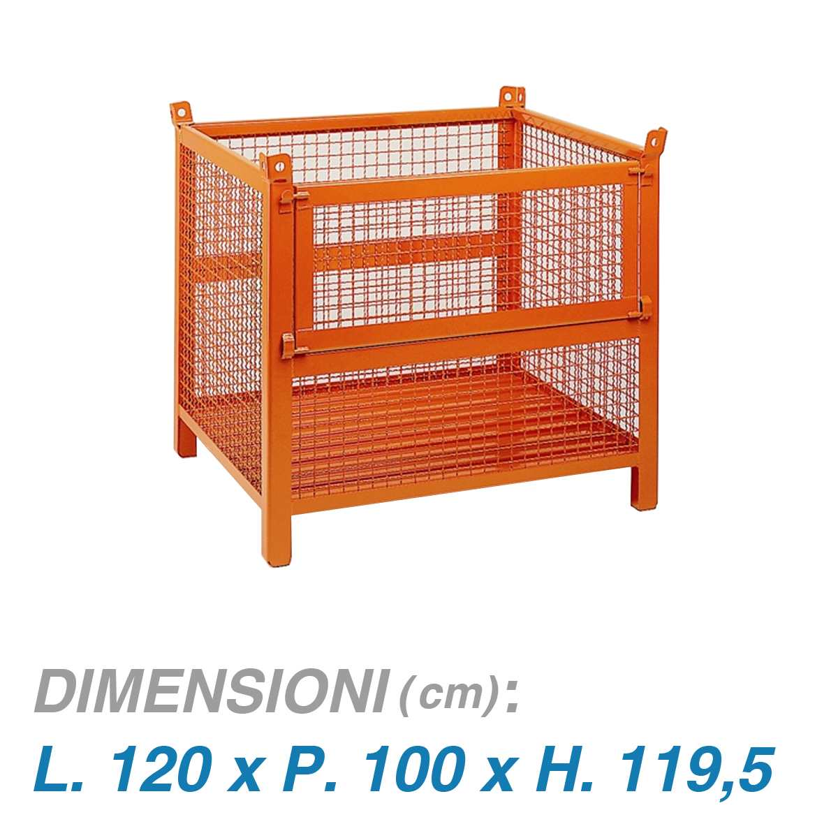 Contenitore in rete anta apribile - Dim.120x100x120 (800 KG)