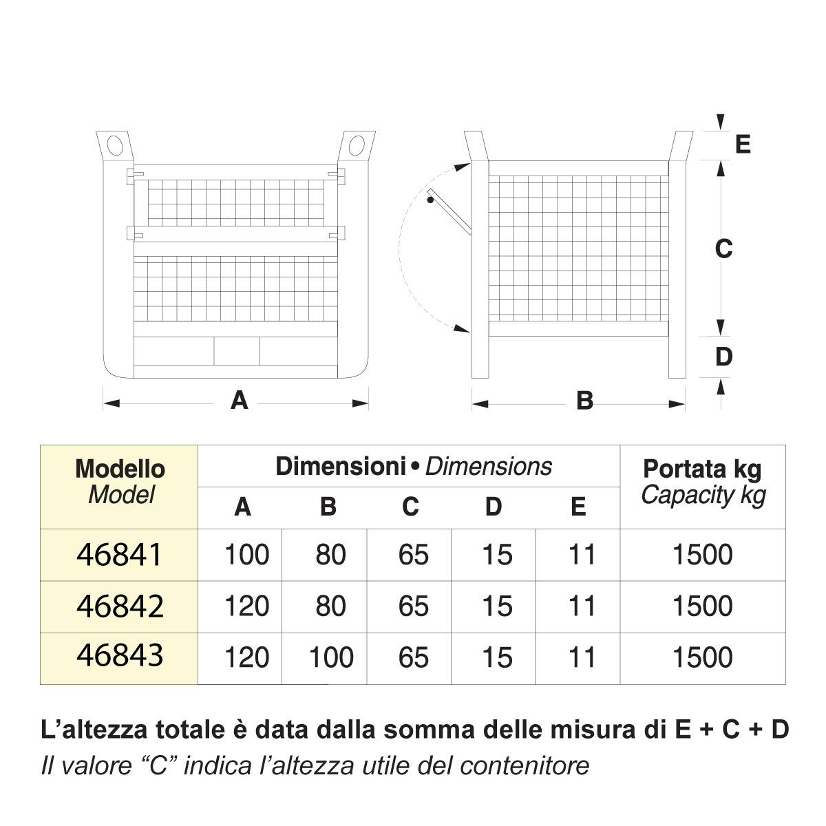 Contenitori lamiera in rete con antello apribile - Dim.120x80x91 (1500 KG)