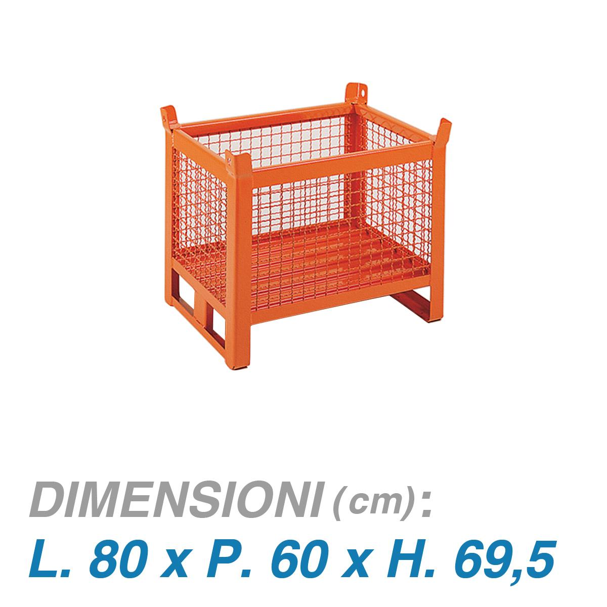 Contenitori  in rete su slitta cm. 80x60x70 (700 KG)