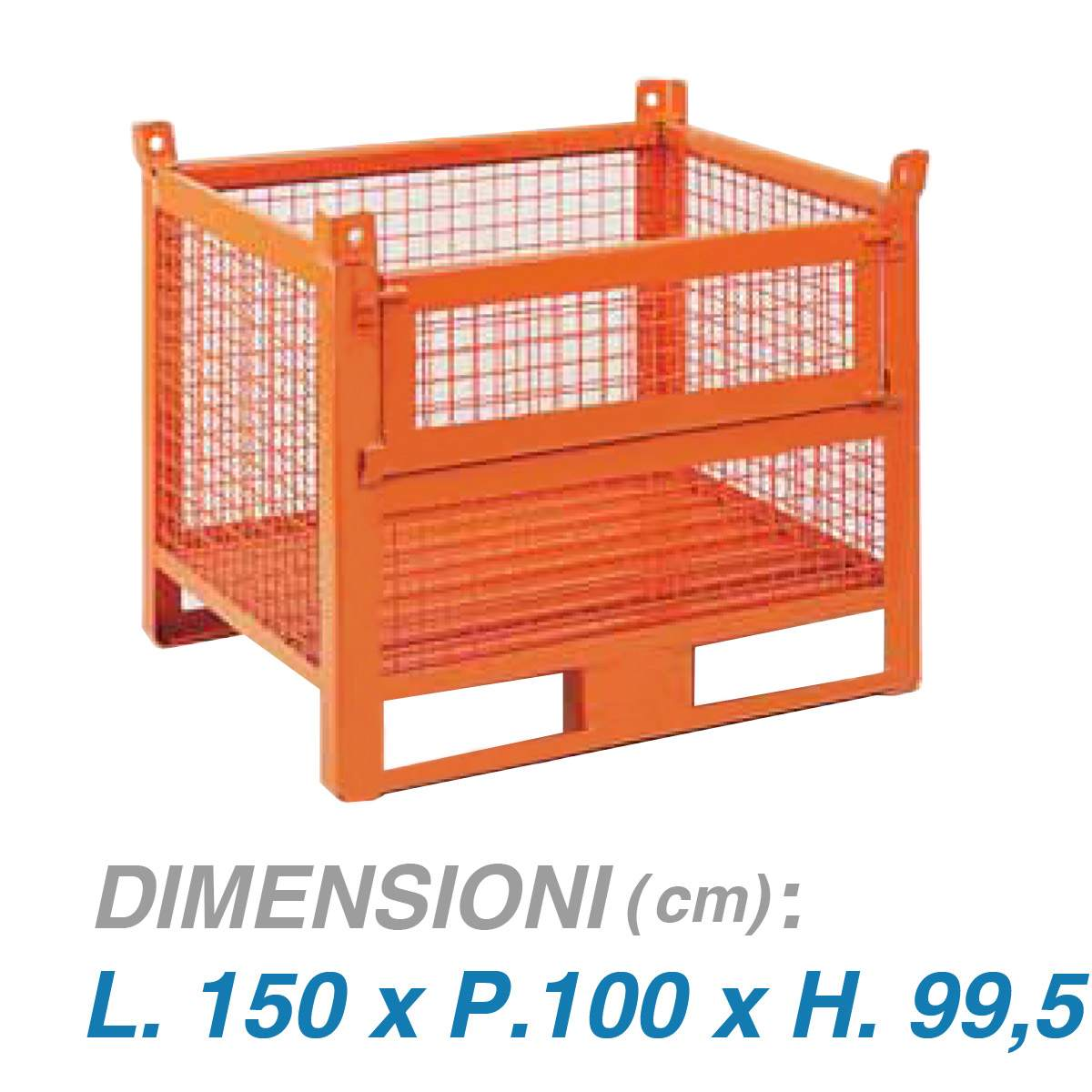 Contenitore rete con porta sul lato lungo - Dim.150x100x100 (1000 KG)