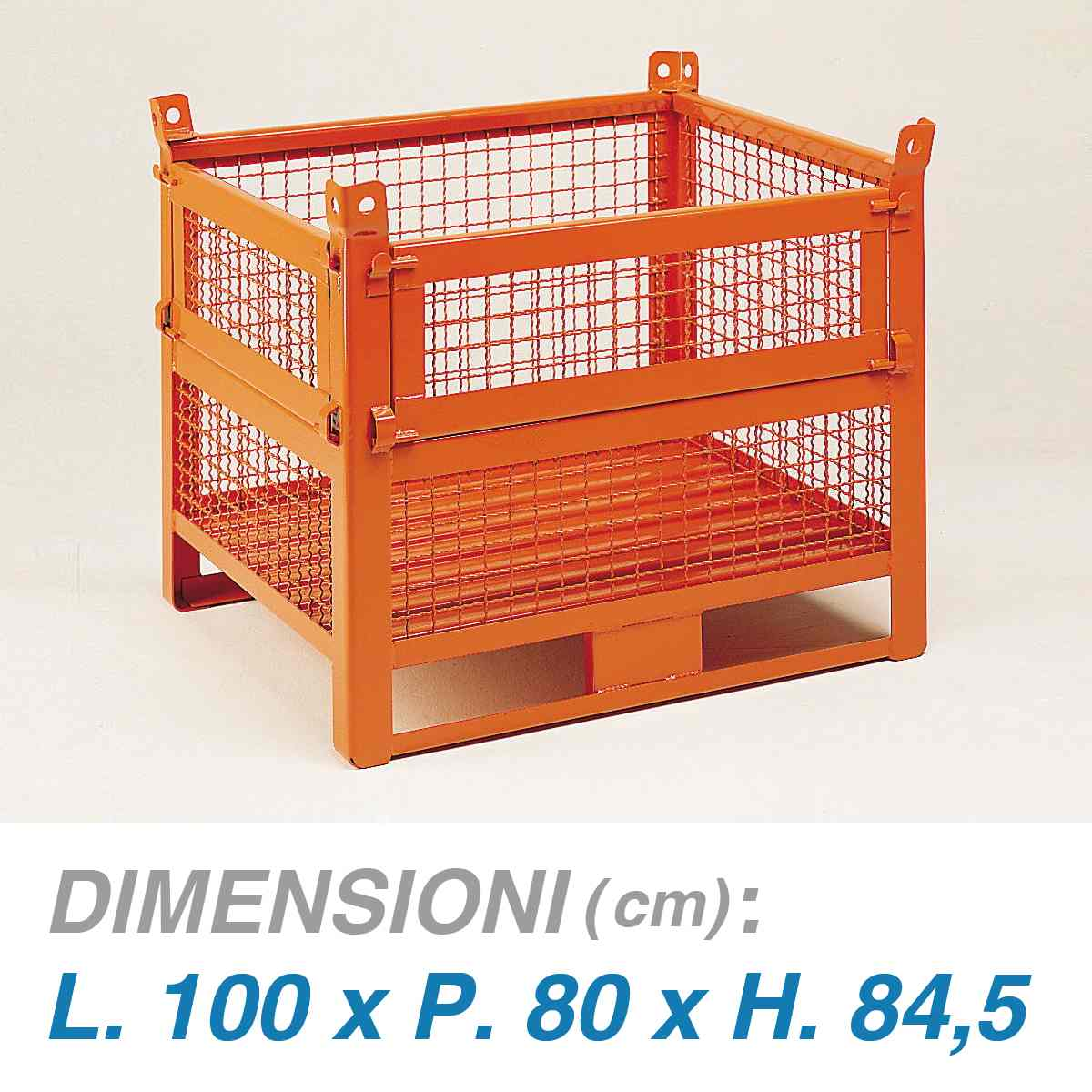 Contenitore metallo rete doppia porta - Dim.100x80x85 (1000 KG)