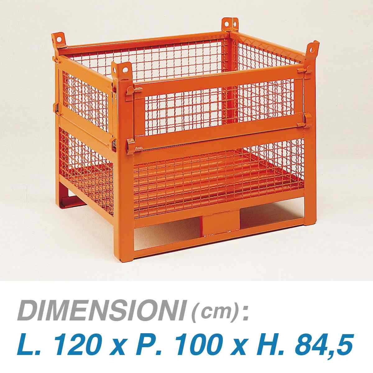 Contenitore metallo rete doppia porta - Dim.120x100x85 (1000 KG)