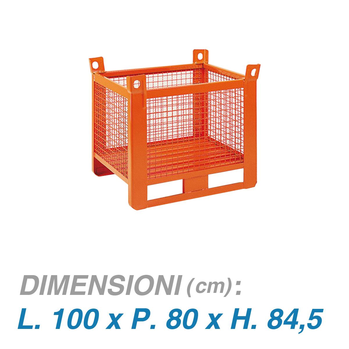 Contenitore rete su slitta lato lungo - Dim.100x80x85 (1000 KG)