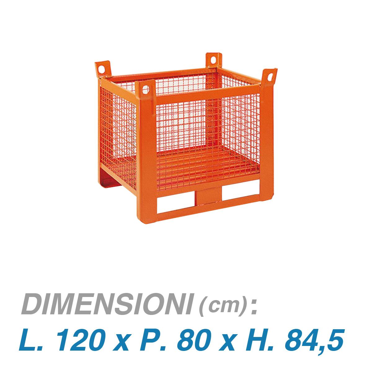 Contenitore rete su slitta lato lungo - Dim.120x80x85 (1000 KG)