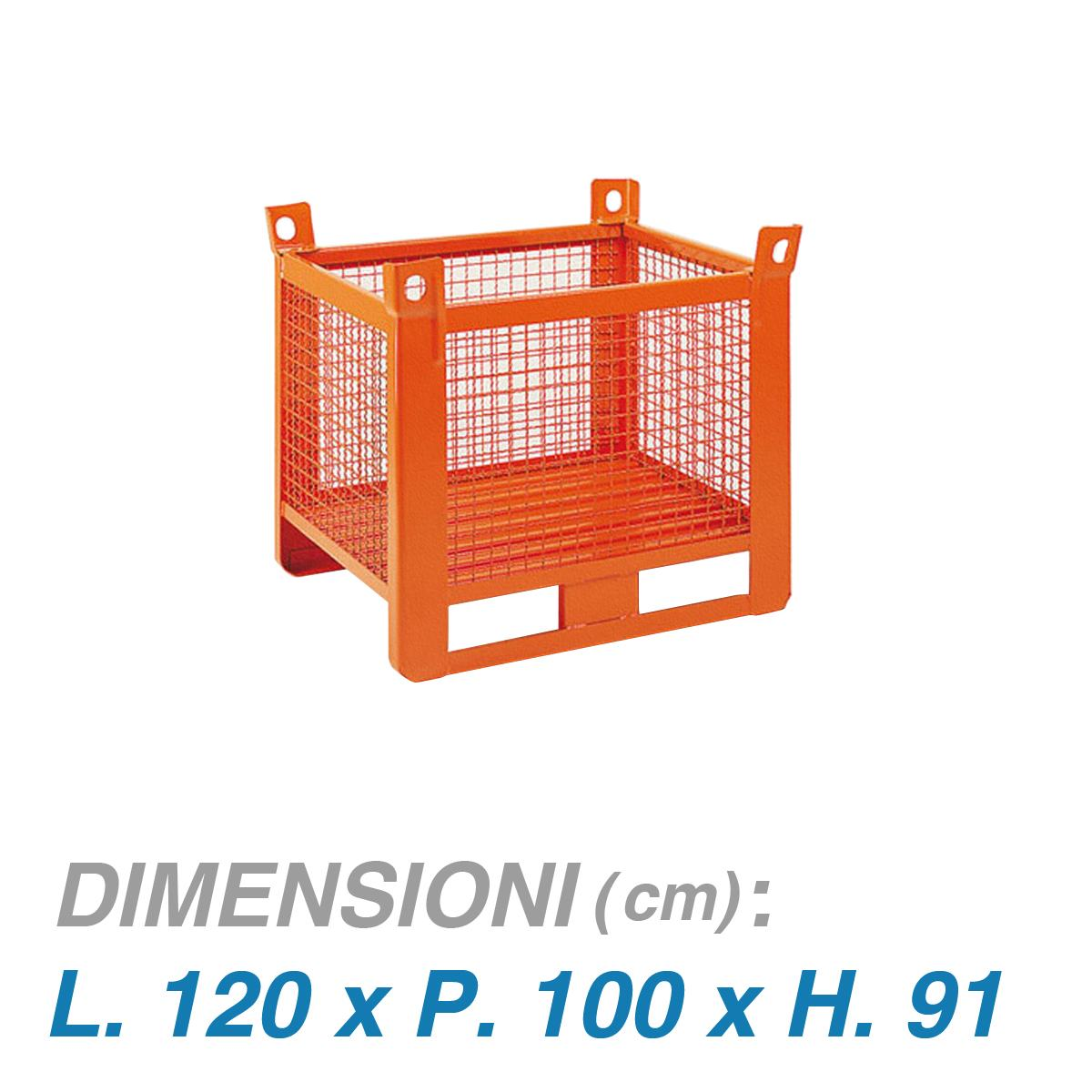 Contenitore ferro pareti in rete Maxi Portata - Dim.120x100x91 (1500 KG)