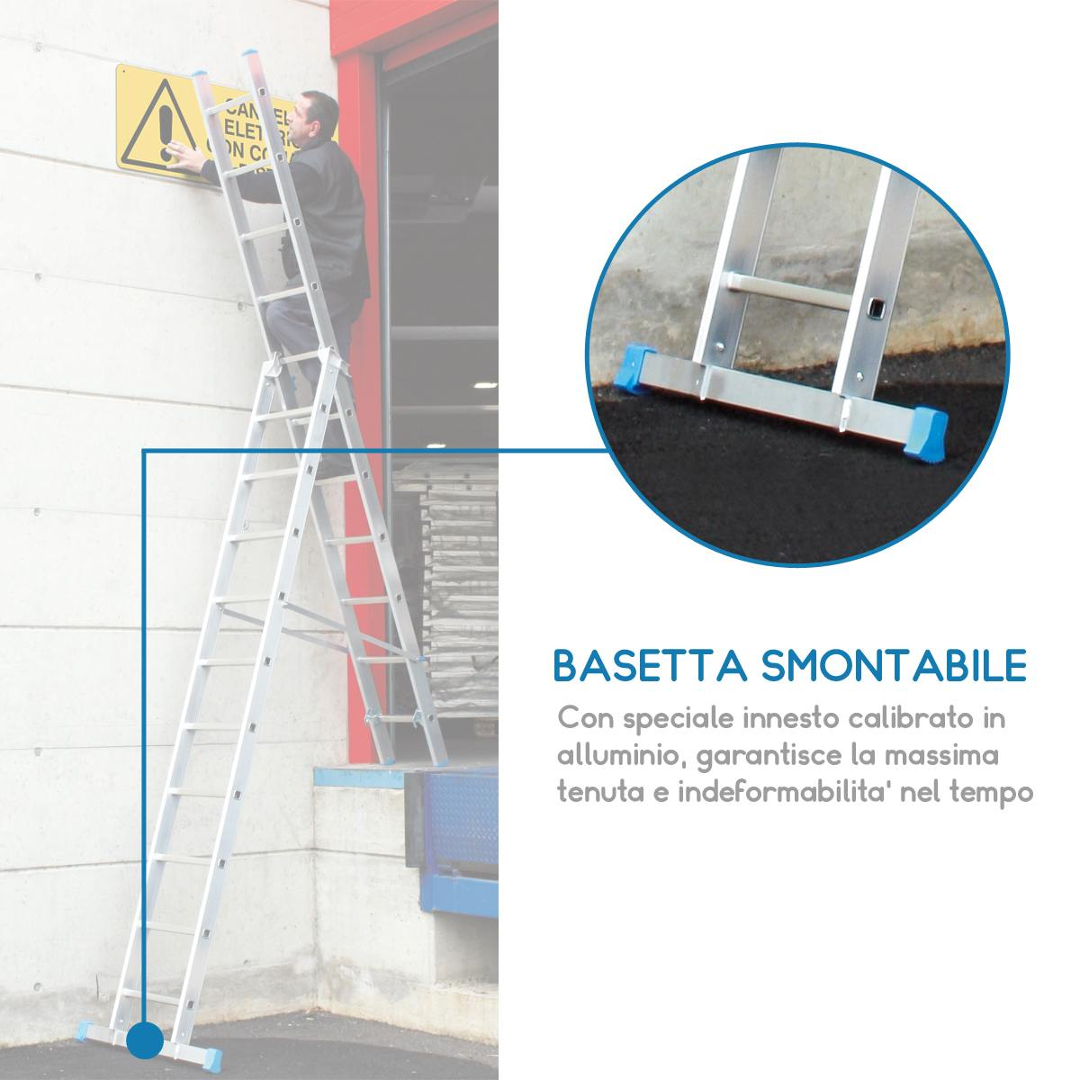 Scala professionale multiuso in 2 tronchi a uso Zoppo - 19 gradini