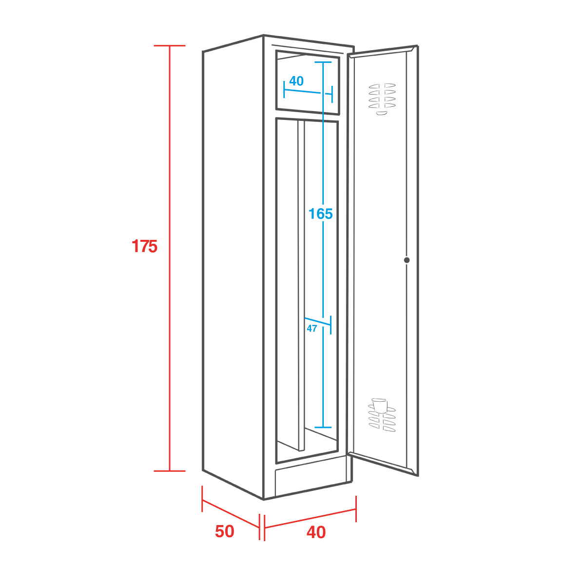 Armadio spogliatoio S/P su zoccolo 1 vano - cm. 40X50x175H