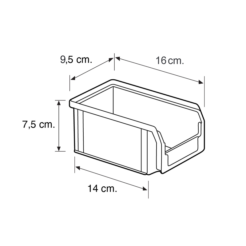 Contenitore a bocca di lupo L.10xP.16xH.8 / GRIGIO