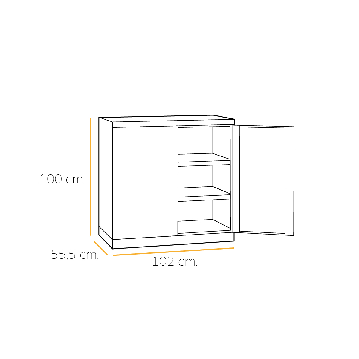 Armadietto basso a 2 Ripiani / cm.100x55x100h FAMI