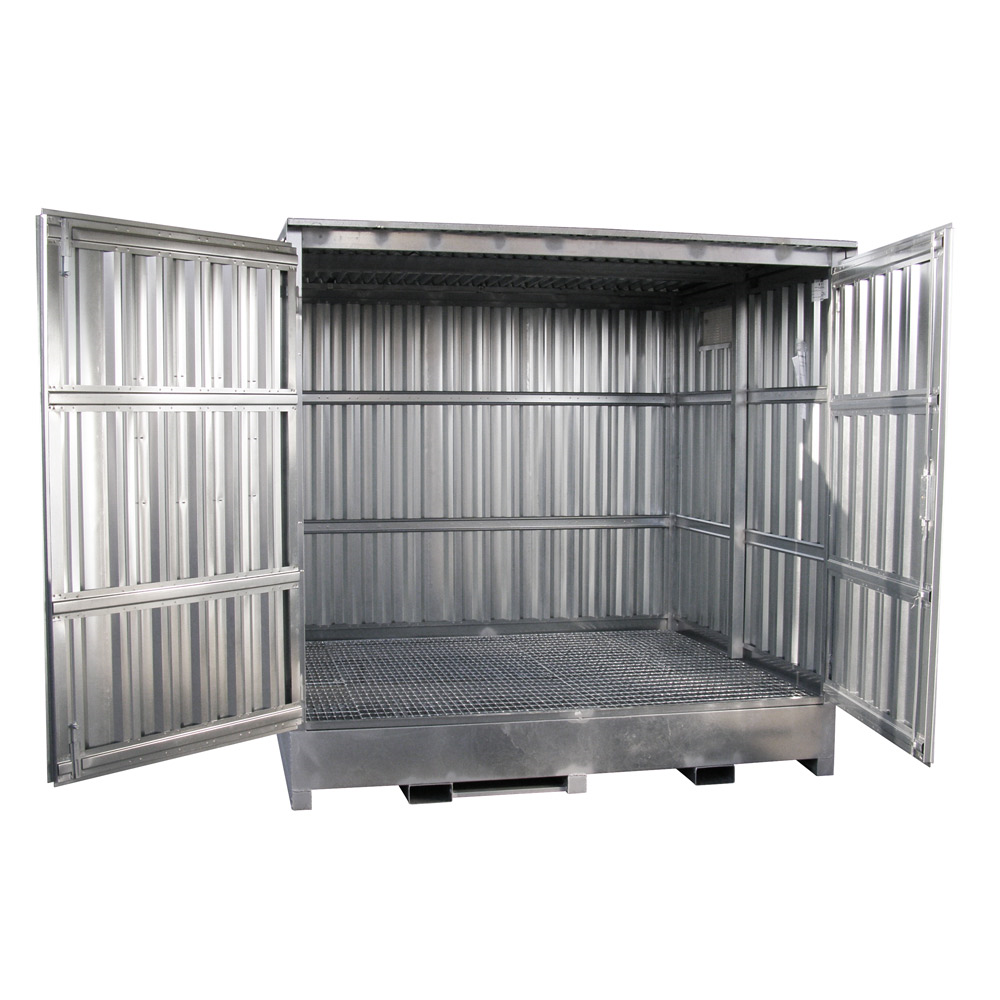 Container in ferro per stoccaggio porta scorrevole 8 Fusti / cm. L.304xP.168xH.247