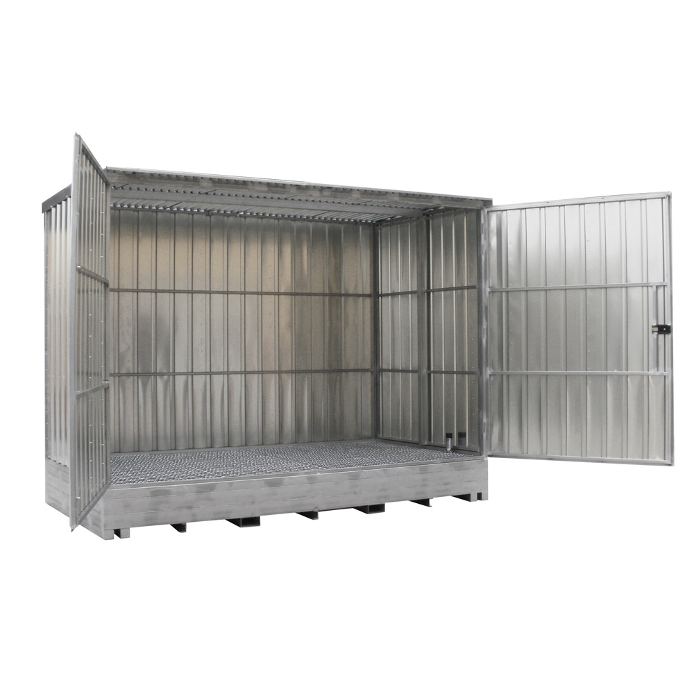 Container in ferro per stoccaggio porta scorrevole 8 Fusti / cm. L.304xP.168xH.247