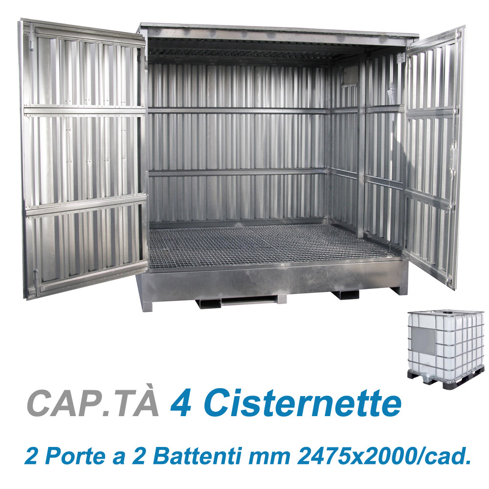 Box in lamiera zincata con vasca di raccolta/ cm. L.517xP.168xH.247