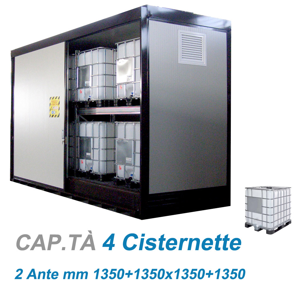 Depositi per sostanze pericolose con vasca REI 120 – 4 cisternette / cm. L.336xP.187xH.349