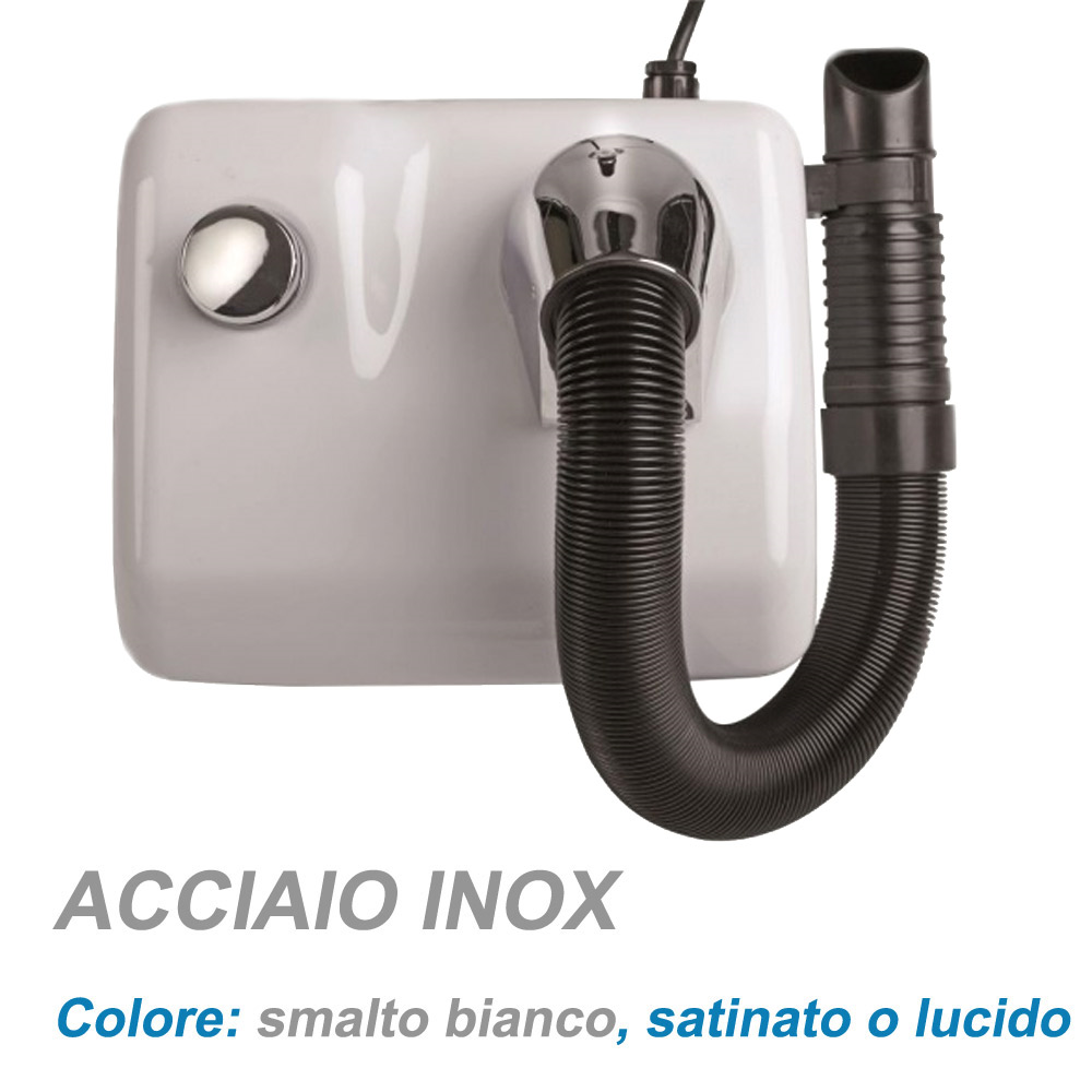Asciugacapelli in acciaio inox con tubo 1200W / BIANCO